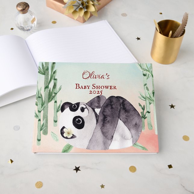 Livre D'or Baby shower Panda Tumbling (Recto ouvert)