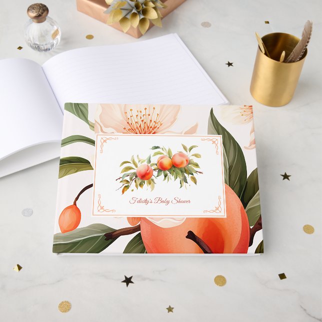 Livre D'or Baby-Shower Peach Fuzz (Recto ouvert)