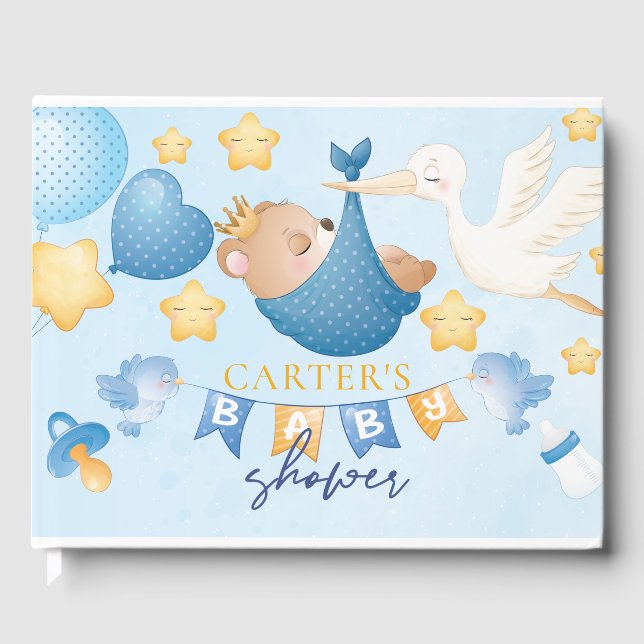 Livre D'or Baby shower personnalisé bébé garçon ours (Recto)