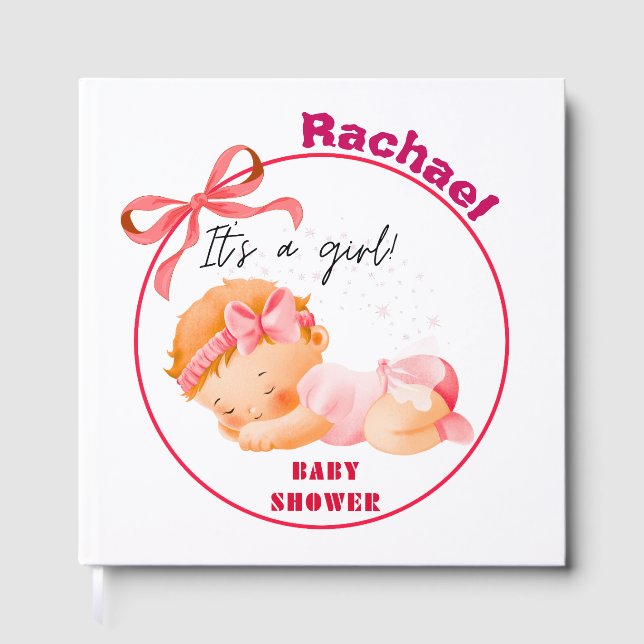 Livre D'or Baby Shower Rose, Baby Shower Fille (Recto)