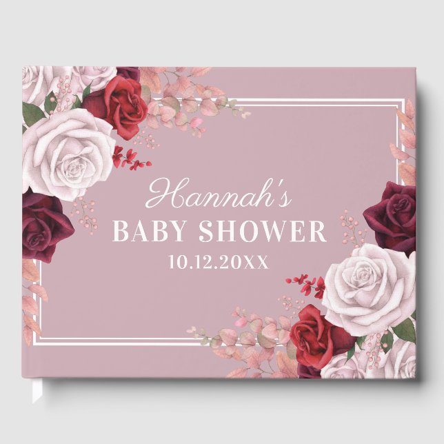 Livre D'or Baby shower Rose Dusty Pink Watercolor (Recto)