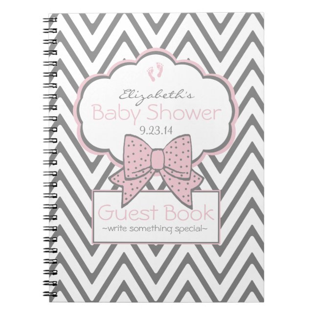 Livre d'or Baby shower rose et Chevron - (Devant)