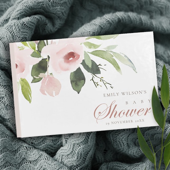 Livre D'or Baby shower ROSE FLORALE SOFT BLUSH ROSE SOUPLE (Créateur téléchargé)