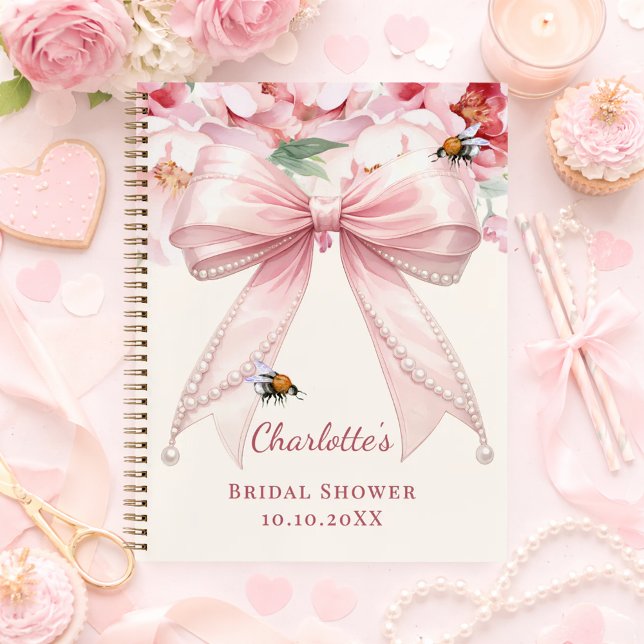 Livre d'or Baby Shower ruban rose mariée future (Créateur téléchargé)