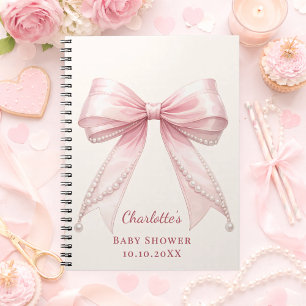 Livre d'or Baby Shower ruban rose perles abordable