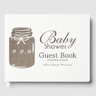 Livre D'or Baby shower rustique Burlap Mason Jar