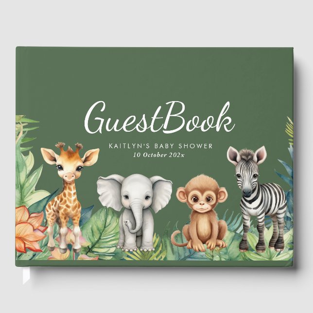 Livre D'or Baby shower Safari Wild One Jungle (Recto)