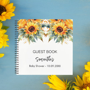 Livre d'or baby shower tournesol aquarelle