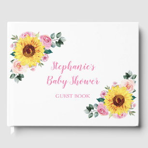 Livre D'or Baby shower Tournesol rose Floral Personnalisé