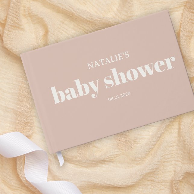 Livre D'or Baby-Shower Typographie en grès rose  (Créateur téléchargé)