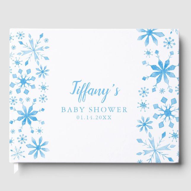 Livre D'or Baby shower Whimsical Blue Winter Wonderland (Recto)