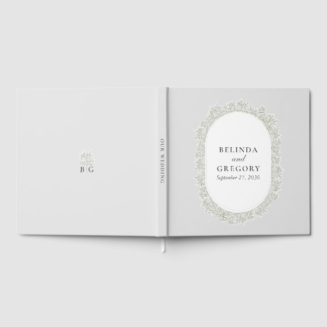 Livre D'or Baby's Breath Monogram Gypsophila Floral Wedding (Complet)