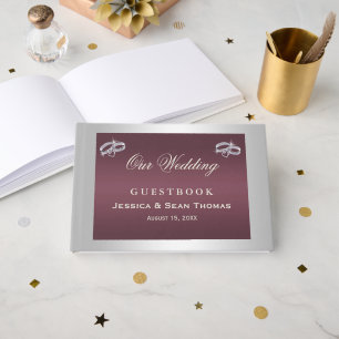 Livre D'or Bagues argentées et Mariage Burgandy