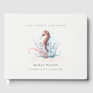 Livre D'or Baignade Hippocampe Algue Corail Baby Shower
