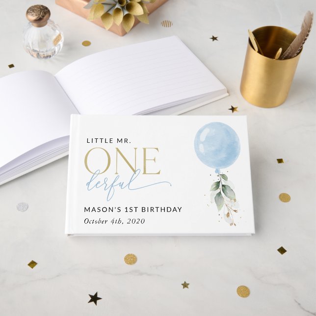 Livre D'or Balcon Bleu, Eucalyptus, Verdure, Premier Annivers (Recto ouvert)