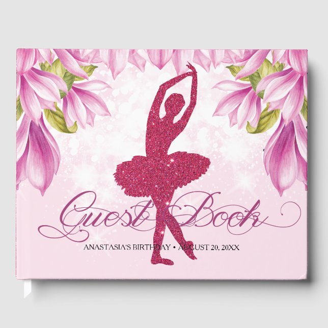 Livre D'or Ballerina rose Anniversaire I Baby shower (Recto)
