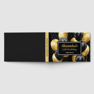 Livre D'or Ballon Noir Doré Chic Anniversaire