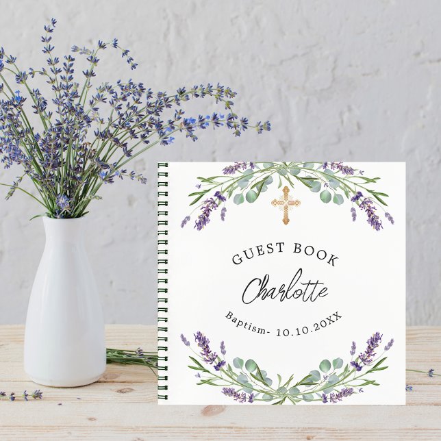Livre d'or Baptême lavande violette eucalyptus (Créateur téléchargé)