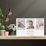 Livre D'or Baptême personnalisé photo garçon moderne fille<br><div class="desc">Pour un baptême élégant, neutre du genre. Un arrière - plan blanc chic. Personnalisez et ajoutez 3 photos verticales sur le devant, le nom de l'enfant et la date du baptême. Lettres noires et dorées. Épine : ajoutez votre propre texte : Retour : ajoutez votre 1 photo horizontale au dos,...</div>