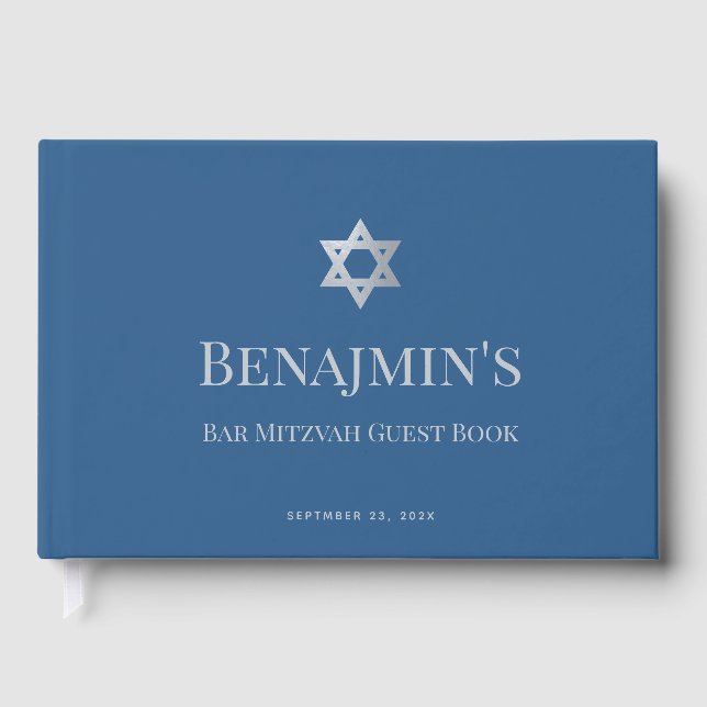 Livre D'or Bar Mitzvah Jewish Boy Star of David Classic Blue  (Recto)