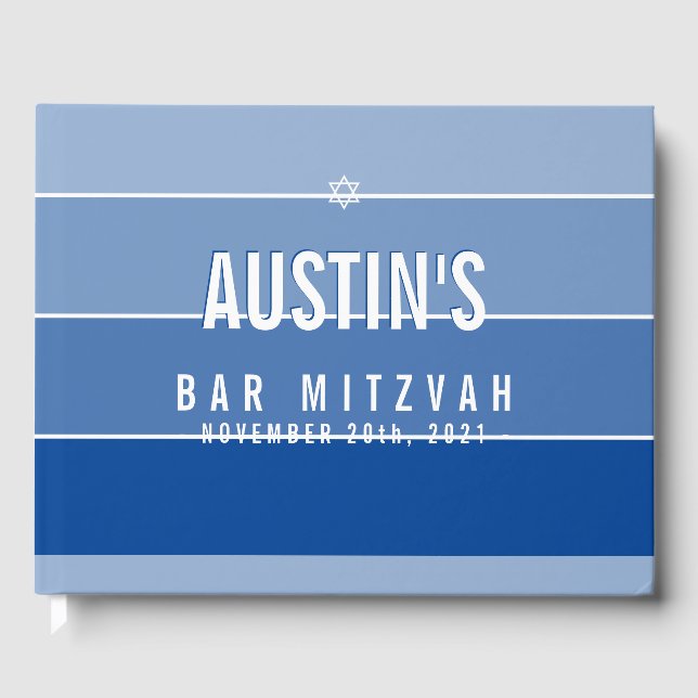 Livre D'or BAR MITZVAH moderne bold ombre royal bleu (Recto)