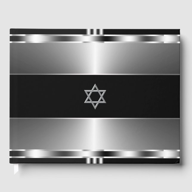 Livre d'or Bar Mitzvah Noir et Argent (Recto)