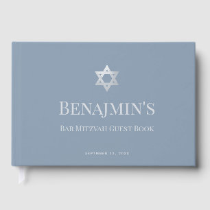 Livre D'or Bar Mitzvah poussiéreux bleu Faux étoile d'argent