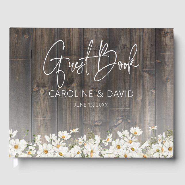 Livre D'or Barnwood and Daisies Rustic Wedding (Recto)