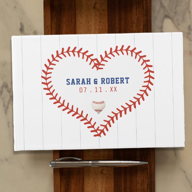 Livre D'or Baseball Softball Sport Heart Pinstripe Mariage (Baseball Softball Sport Heart Pinstripe Wedding Guest Book
)