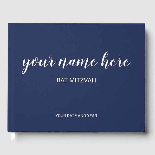 Livre d'or Bat mitzvah bleu Marine (Recto)