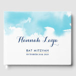 Livre D'or BAT MITZVAH moderne jolie aquarelle bleu marine<br><div class="desc">par kat massard >>> https://linktr.ee/simplysweetpaperie <<<</div>