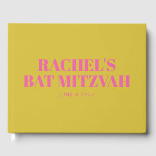Livre D'or Bat mitzvah moderne mignon rose jaune Personnalisé