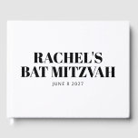 Livre D'or Bat mitzvah moderne noir et blanc Personnalisé<br><div class="desc">Livre d'hôtes personnalisé Bat mitzvah moderne noir et blanc</div>