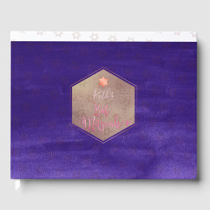 Livre D'or Bat mitzvah PixDezines, Aquarelle Rose violet