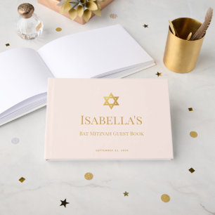 Livre D'or Bat Mitzvah Rose & Faux Or Étoile de David Juive