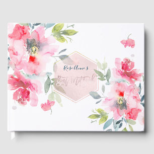 Livre D'or Bat mitzvah Rose PixDezines Aquarelle rouge Ombre