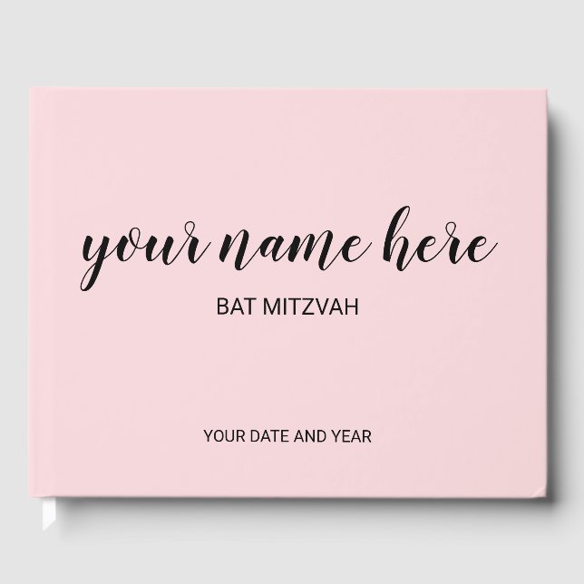 Livre d'or Bat mitzvah rose vif (Recto)