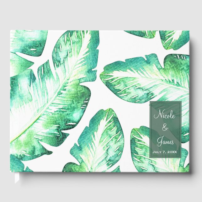 Livre D'or Beachy White Green Feuille Mariage (Recto)