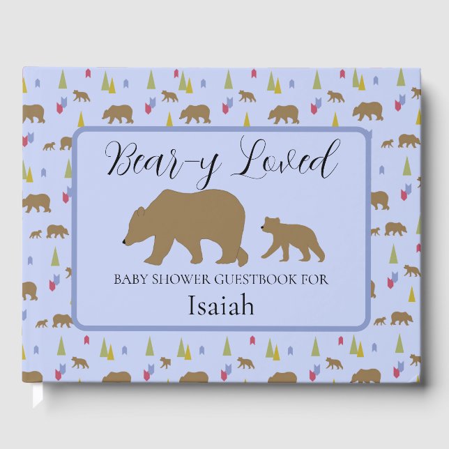 Livre D'or Bear Baby shower Guestbook for Baby Boys (Recto)