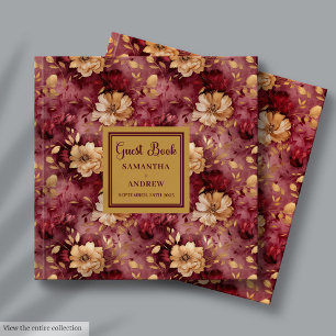 Livre D'or Beau Burgundy Blush or Floral Mariage