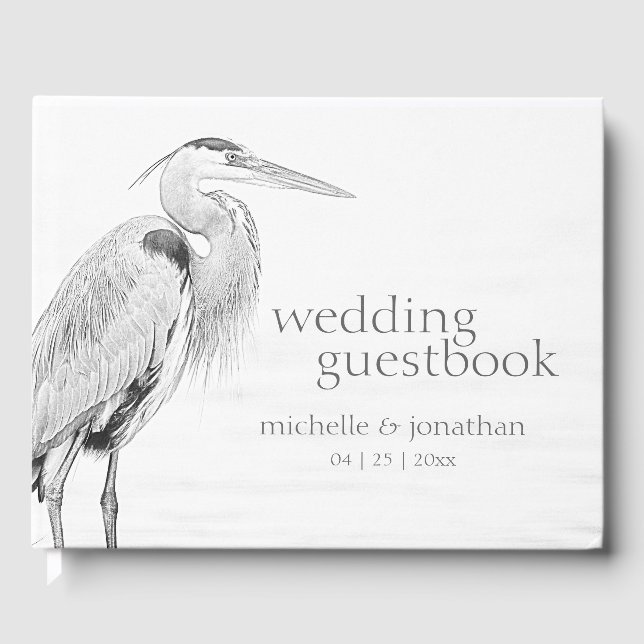 Livre D'or Beau Mariage de croquis d'oiseaux d'eau de Héron b (Recto)