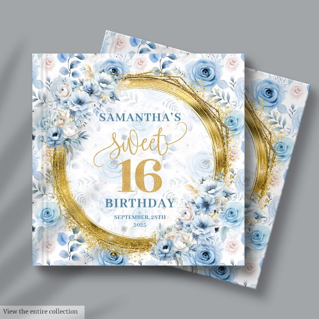 Livre D'or Beau Pastel Blue Sweet sixteen Invité Connexion (Beautiful Pastel Blue Sweet Sixteen Guest Sign In Guest Book)