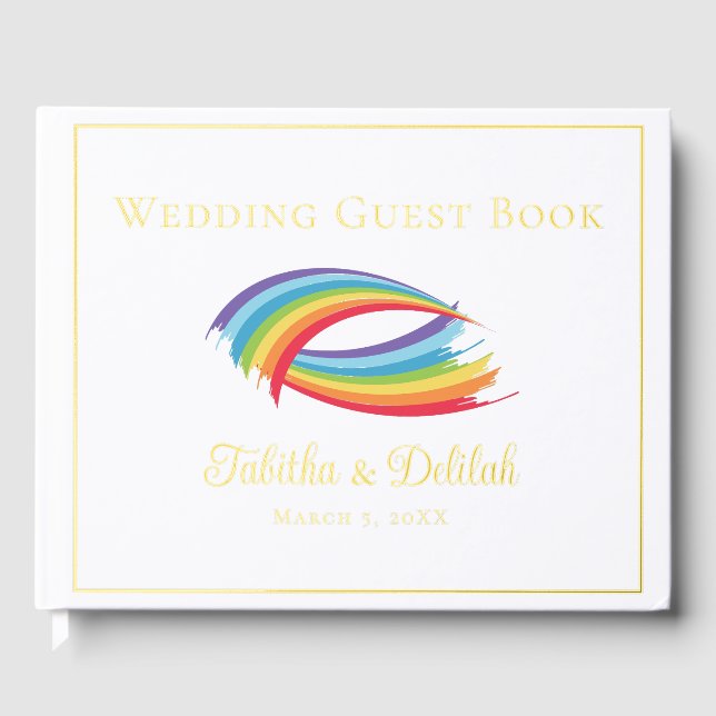 Livre D'or Beau Rainbow Mariage Gold Foil Script (Recto)