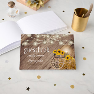 Livre D'or Beau tonneau en bois rustique avec tournesol