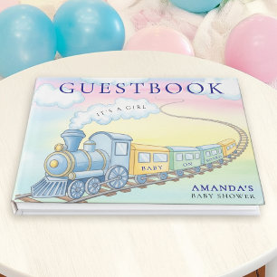 Livre D'or Bébé à bord Baby shower de train Watercolor