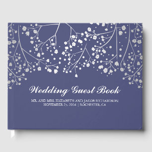 Livre D'or Bébé d'argent souffle Floral Élégant Mariage de ma