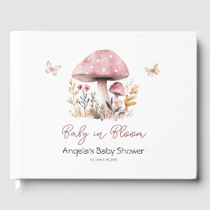 Livre D'or Bébé de champignons roses dans le Baby shower papi