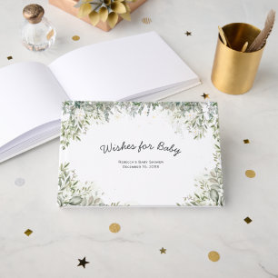 Livre D'or Bébé en Fleur   Fête de Naissance Floral Blanc