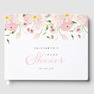 Livre D'or Bébé en fleurs Fête de naissance rose