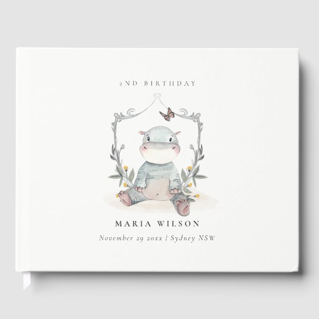 Livre D'or Bébé jaune mignon Hippo Foliage N'importe quel âge (Recto)